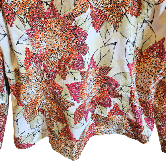 Chico's Floral Sequin Embellished Jacket Multicolor Women's Size 1 (Medium/8) - Picture 10 of 10